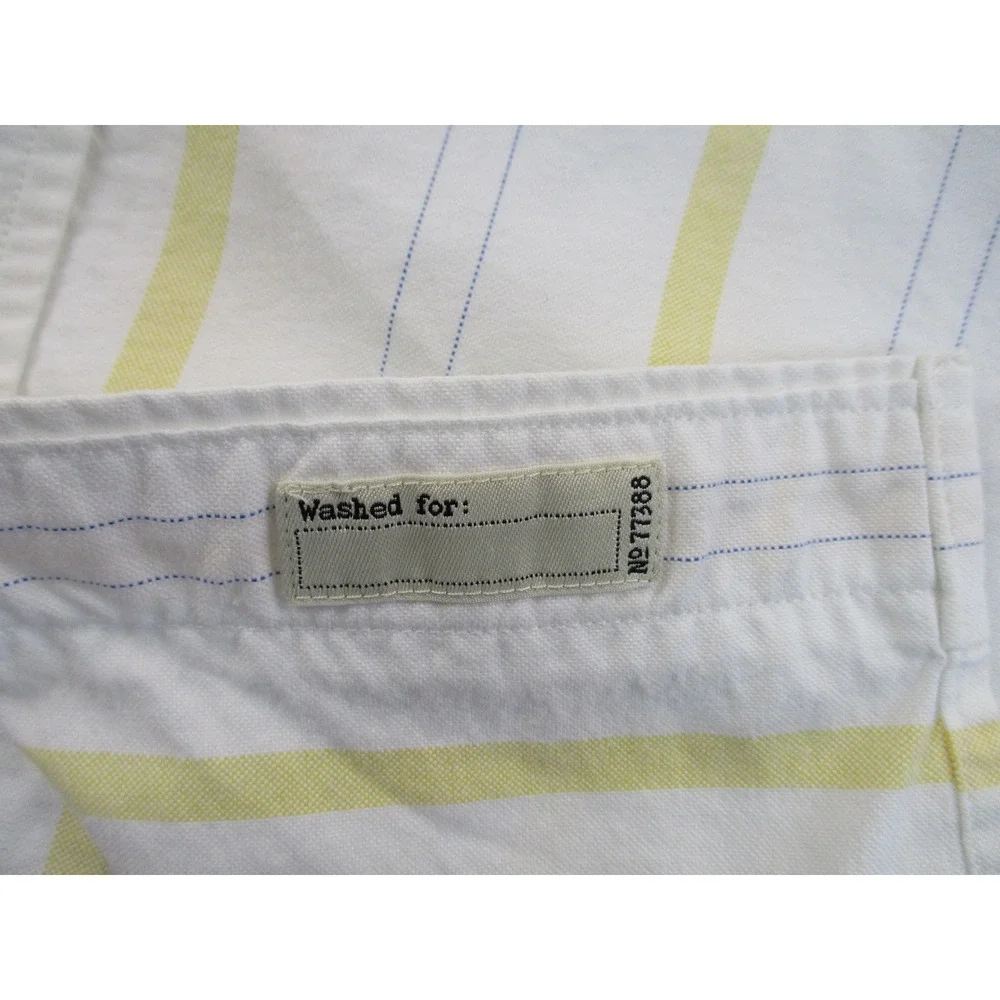 J.Crew Oarsman Button Down Mens L White Yellow Striped Oxford Shirt Long Sleeve